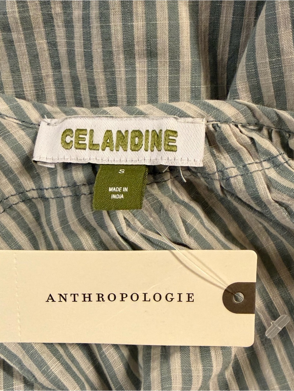 Celandine for Anthropologie Blue & White Striped Cotton Summer Dress - Picture 8 of 13